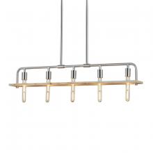 Justice Design Group ECO-8469-WOOD-NCKL - Bronx 5-Light Island Chandelier