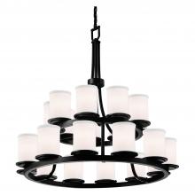 Justice Design Group FAB-8767-10-WHTE-MBLK-LED21-14700 - Dakota 21-Light 2-Tier Ring LED Chandelier